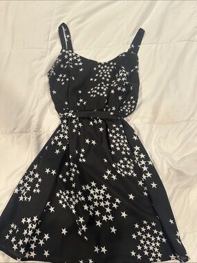 BeBop Black Mini Dress with White Star Pattern